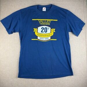Vintage Valley Vineyards 20th Anniversary Tee 1990 Blue L USA Single Stitch‎